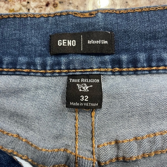 True Religion Men's Dark Blue Geno BigT no flap jeans 32x32 relaxed, slim fit - Picture 6 of 12